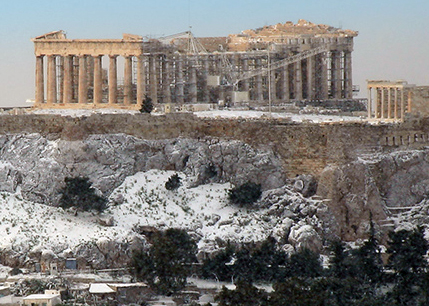 Χειμώνας στην Αθήνα με χιόνι